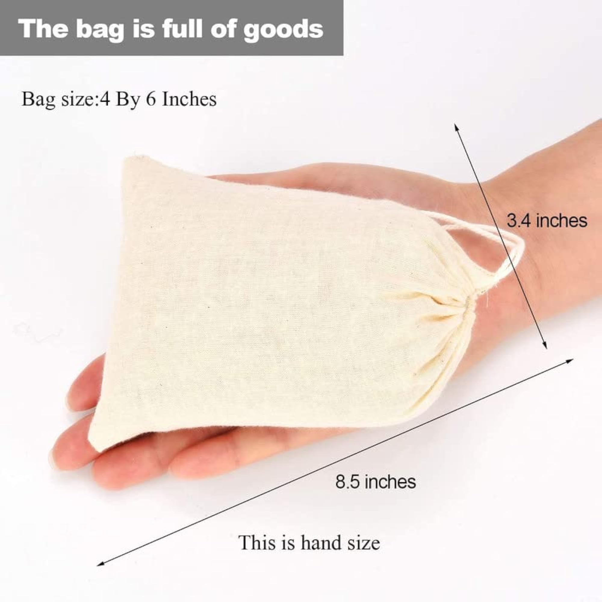 50 Pcs Muslin Bags, 4 x 6 Inch